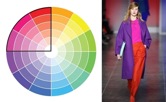 Outfit phối hợp màu sắc liền kề trông đơn giản nhưng cực kỳ nổi bật