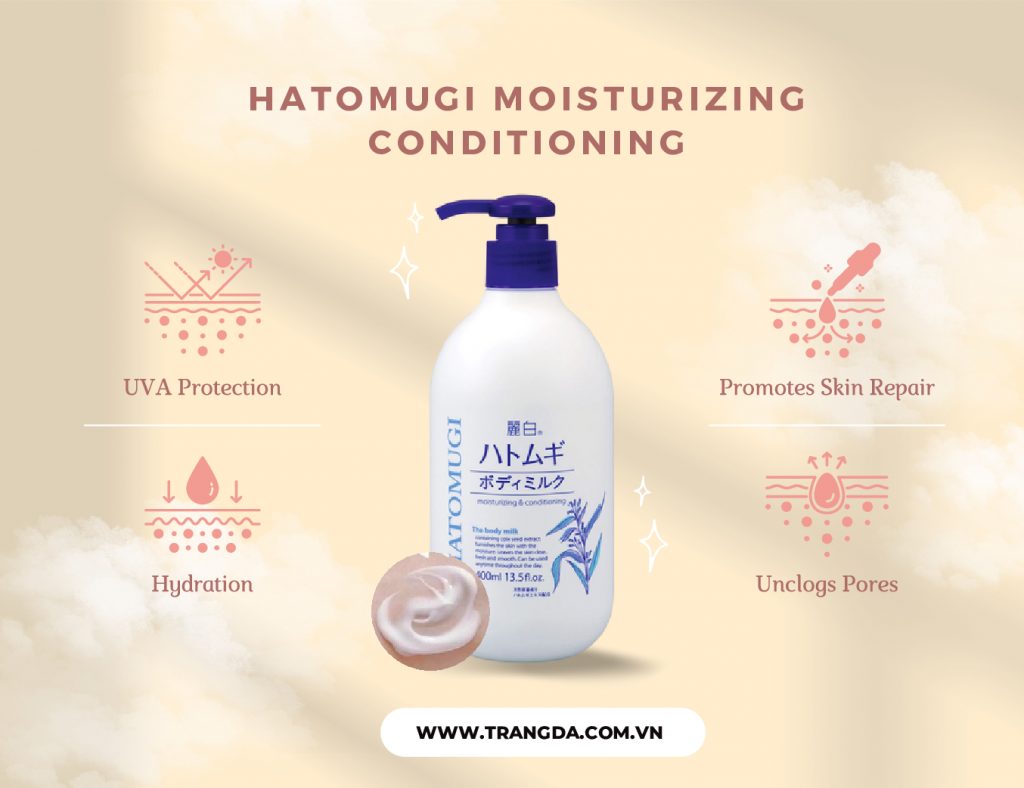Kem dưỡng ẩm trắng da body Hatomugi Moisturizing Conditioning
