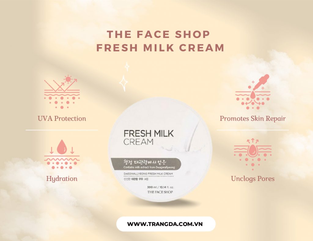 Kem dưỡng trắng da body The Face Shop Fresh Milk Cream