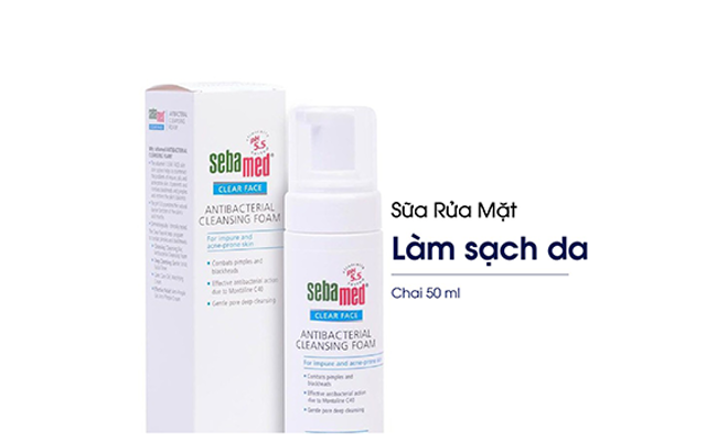 Sữa rửa mặt dịu nhẹ Sebamed Clear Face Antibacterial Cleansing Foam Ngăn Ngừa Mụn