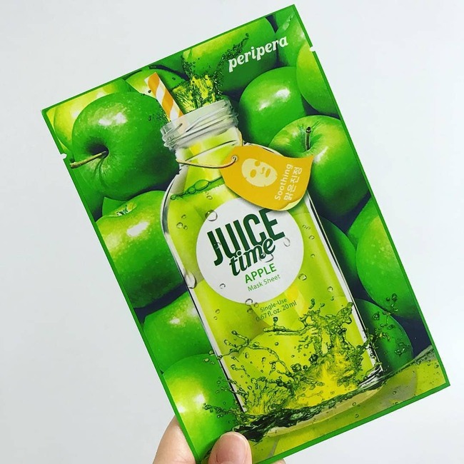 mặt nạ giấy cho da dầu mụn Peripera Juice Time Mask Sheet 3 Apple (Soothing)