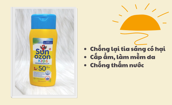 Sun Ozon Sonnemilch Kids 50+ là kem chống nắng cho bé giúp bảo vệ da suốt cả ngày.