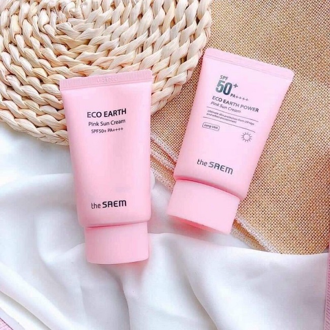 Kem chống nắng The Saem Eco Earth Powder Pink