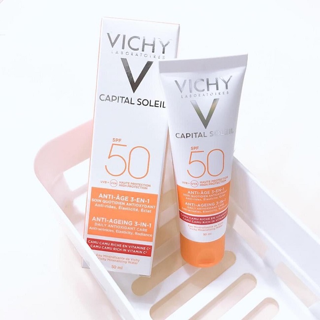 Kem chống nắng Vichy Capital Soleil Anti-Ageing 3-In-1 SPF 50 UVB+UVA