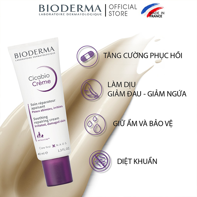 Kem dưỡng ẩm cho da nhạy cảm Bioderma Cicabio Soothing Repairing Cream