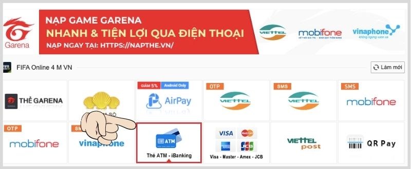 Thanh toán bằng thẻ ATM - iBanking