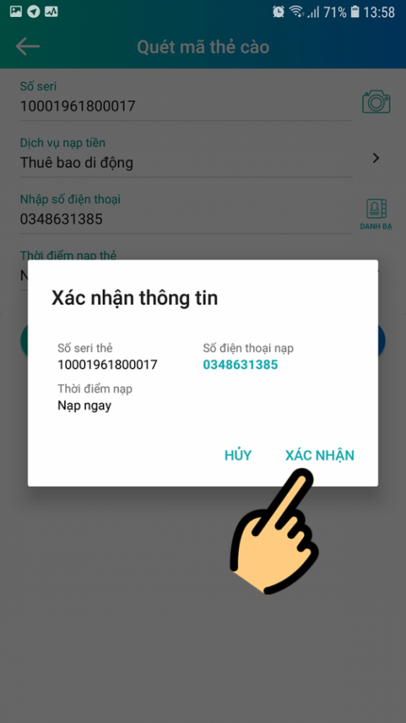 Kiểm tra và xác nhận thông tin vừa thiết lập