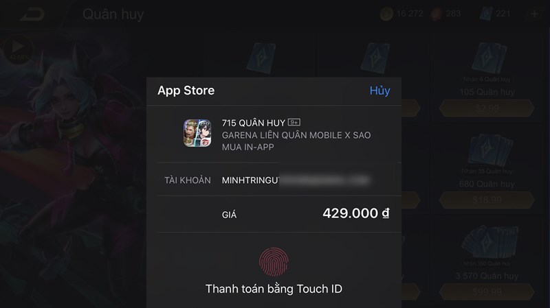 đăng nhập tài khoản iTunes để tiến hành thanh toán