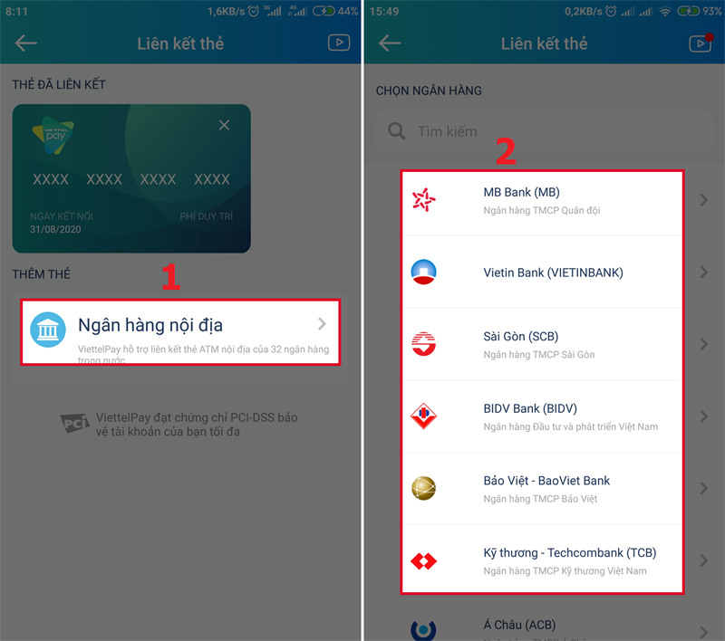 Chọn ngân hàng bạn muốn liên kết (Nguồn: Internet)