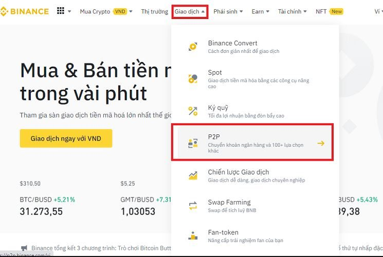 Nạp tiền vào P2P