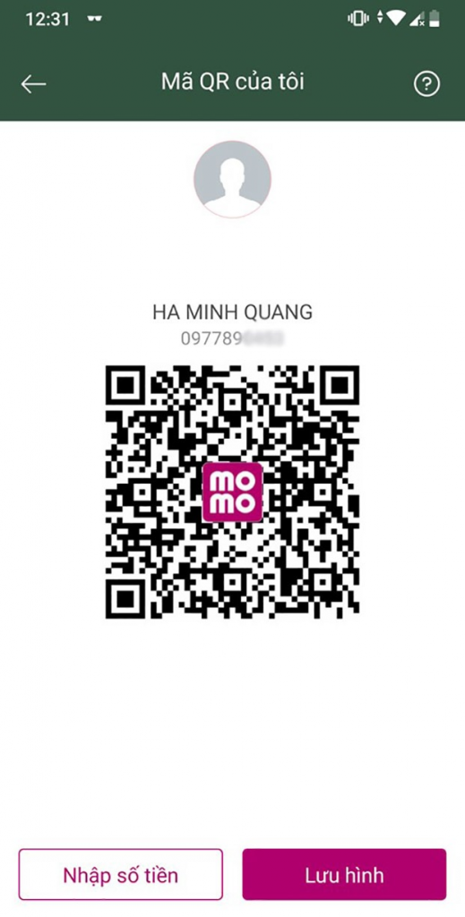 Quét mã QR để tiến hành nạp tiền 