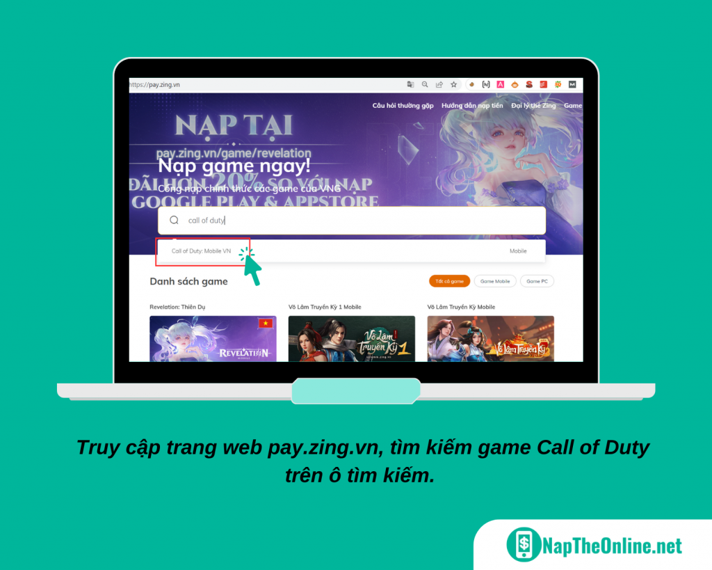 Truy cập trang web chính thức và tìm kiếm game Call Of Duty 