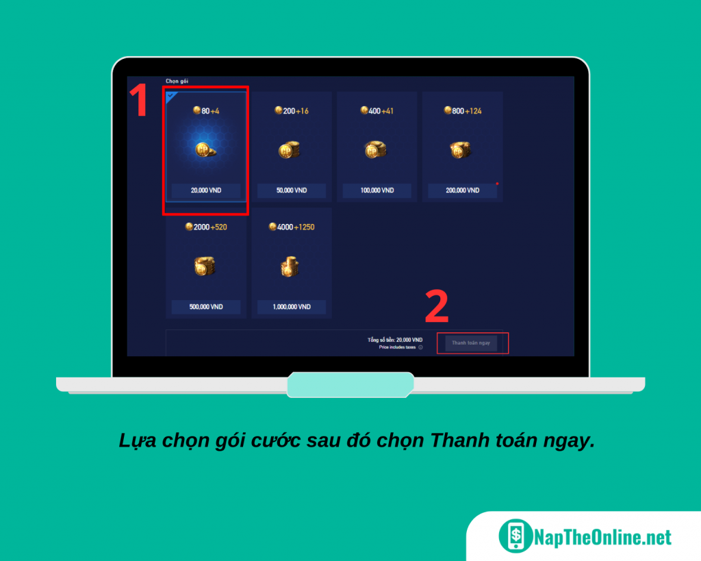 Lựa chọn gói cước sau đó chọn Thanh toán ngay