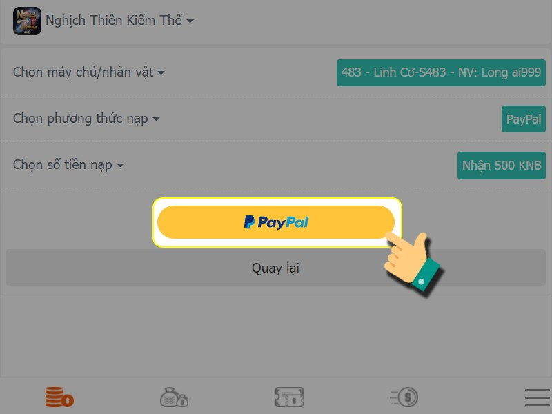 Kiểm tra thông tin và chọn PayPal