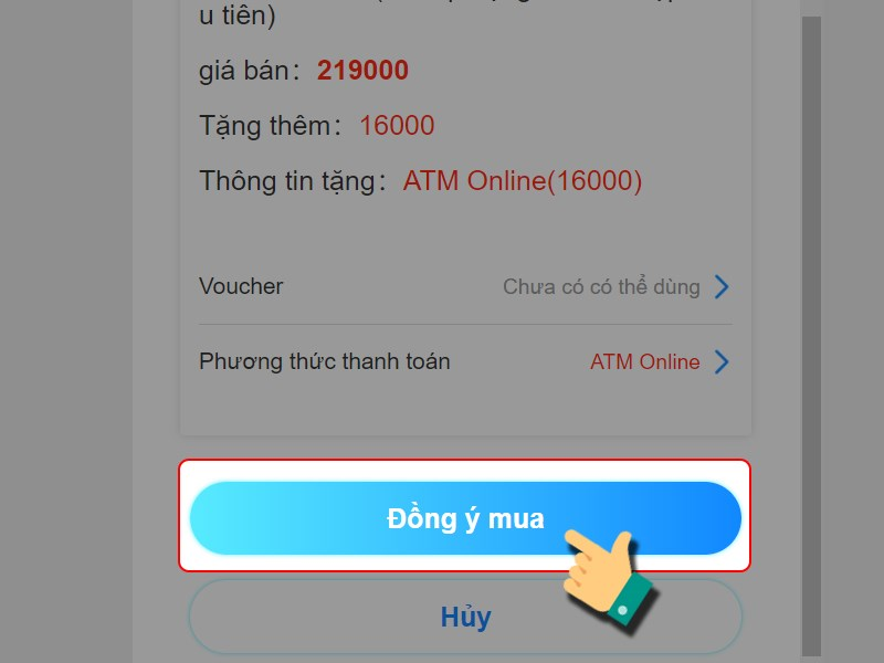 Chọn đồng ý mua