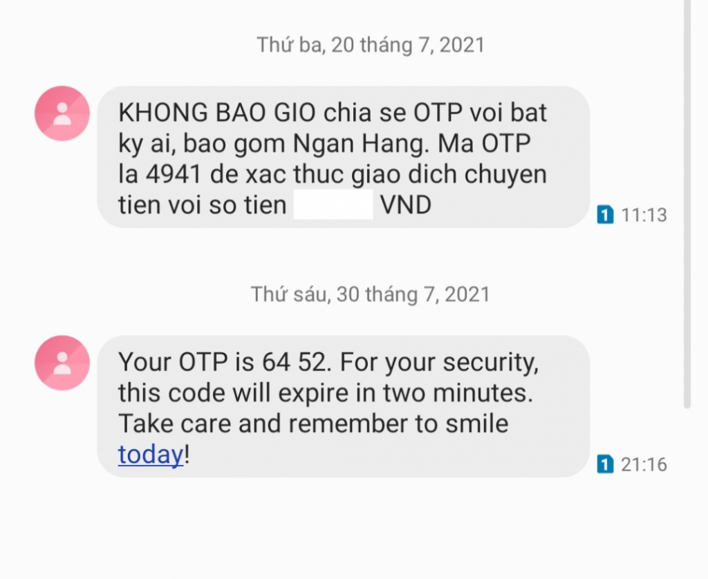 Không nên cung cấp mã xác thực OTP cho người khác