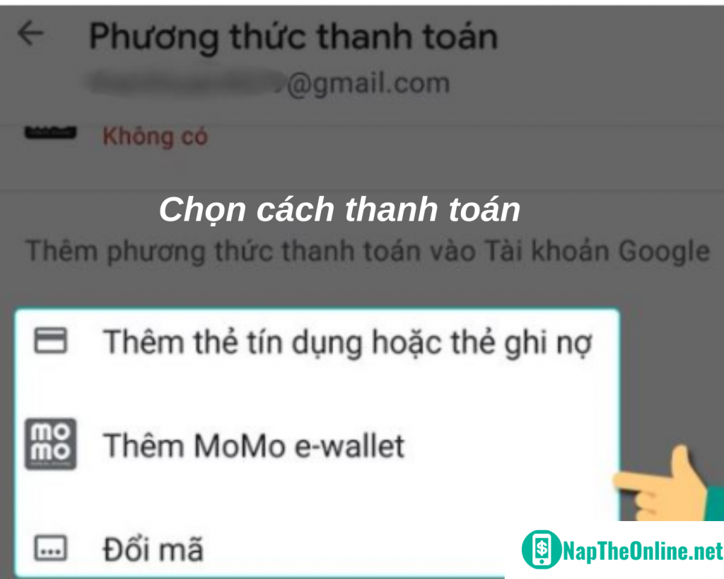 Chọn một trong ba hình thức thanh toán