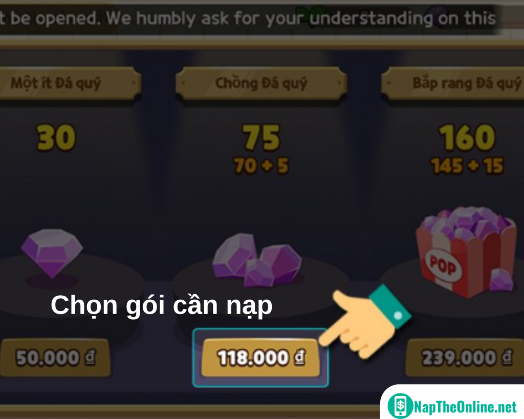 Chọn giá trị gói nạp