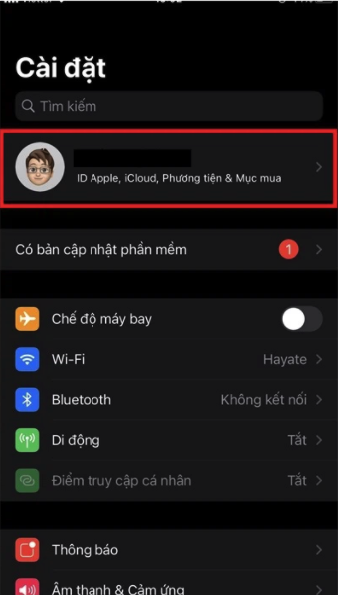 Vào Cài đặt trên iPhone và chọn mục theo hướng dẫn