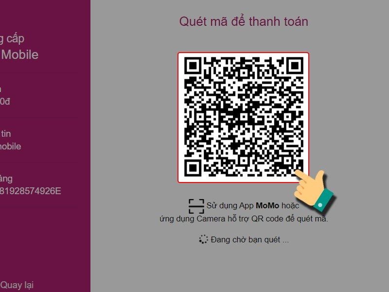 Quét mã QR để thanh toán