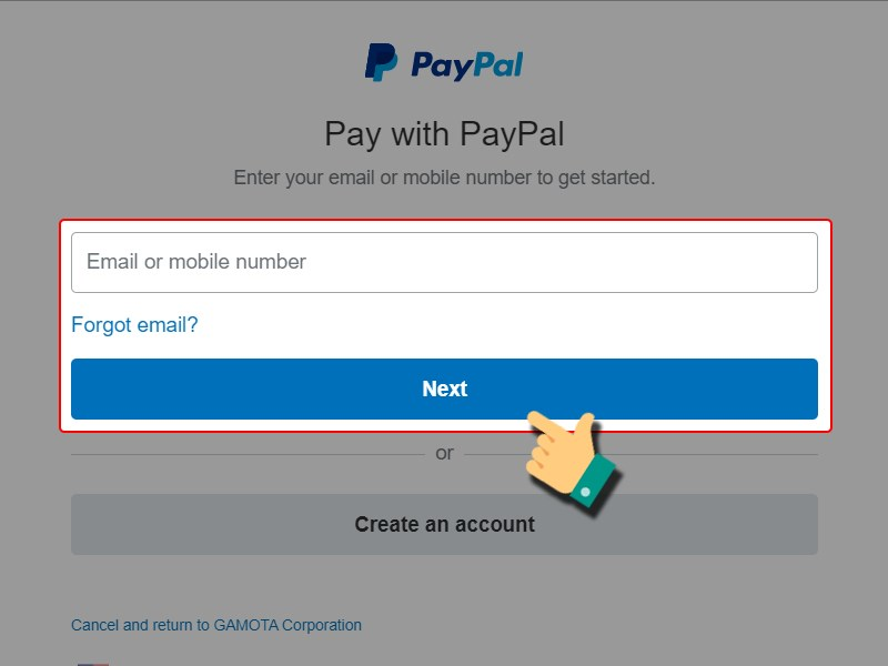 Đăng nhập tài khoản PayPal để tiến hành thanh toán