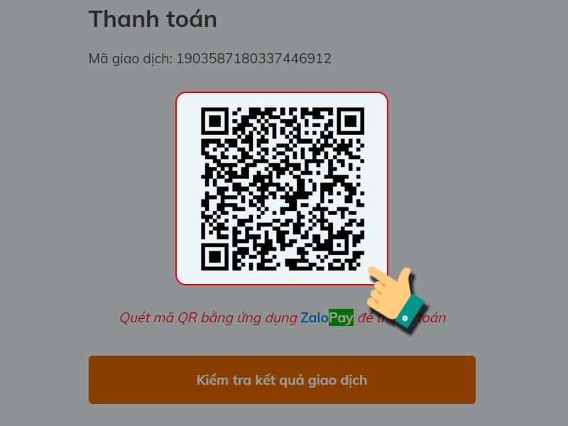 Thanh toán nạp thẻ Thiện Nữ bằng việc quét mã QR trên ví điện tử ZaloPay