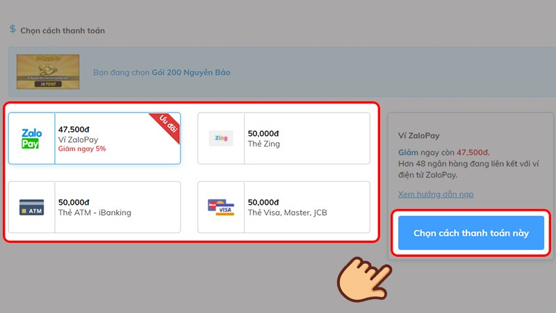 Chọn phương thức thanh toán phù hợp