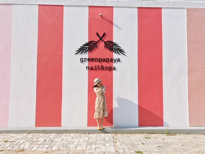 Một địa điểm check in Đà Nẵng cực kỳ ngọt ngài cho các cô nàng là bức tường hồng Greenpapaya