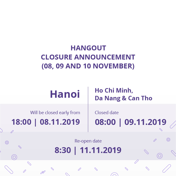 Timo Hangout Closure Announcement (08, 09 and 10 November)