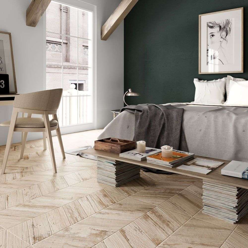 Gạch lát sàn phòng ngủ hiệu ứng gỗ 