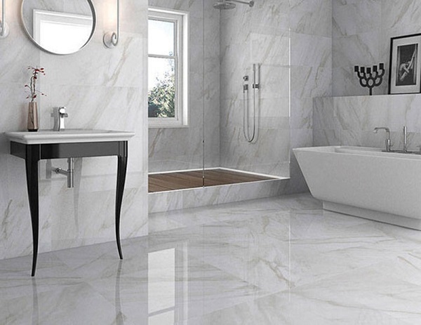 Top mẫu gạch lát nền 60x60 nhà tắm màu trắng HOT TREND 2021