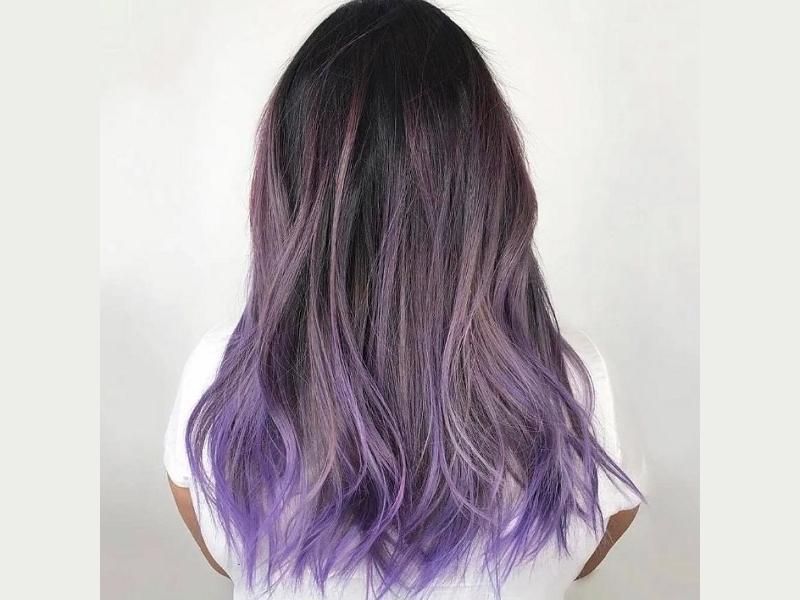 Nhuộm highlight tím khói Balayage