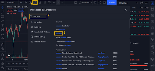 Thêm Volume trên TradingView