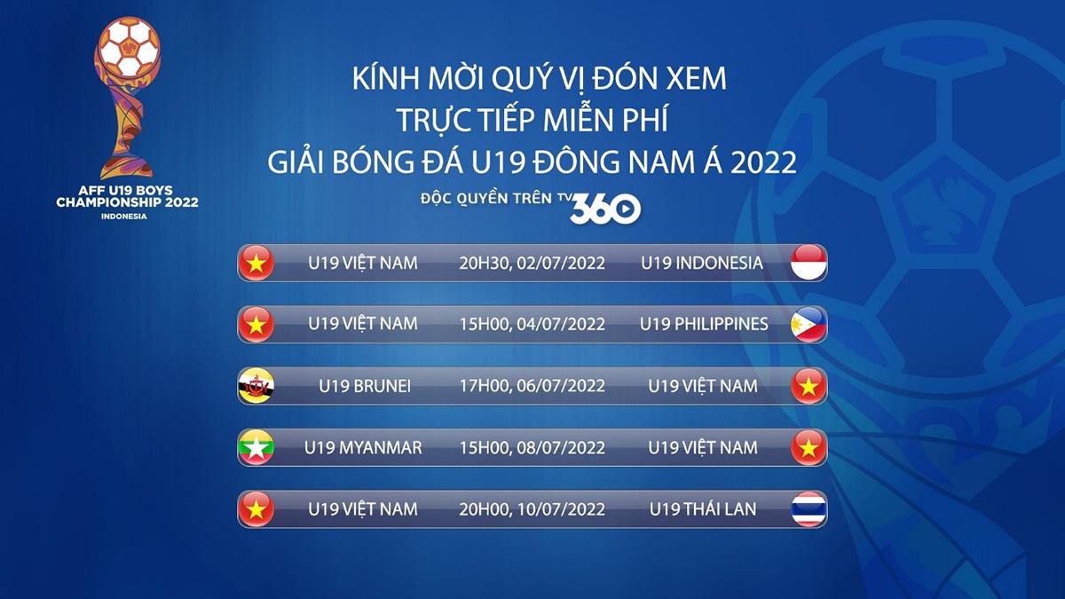 TV360 Đồng hành cùng đội tuyển U19 Việt Nam tại AFF Cup 2022