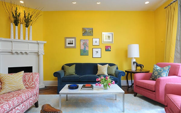 Mẫu 31: Phòng khách tone vàng cho những gia chủ yêu thích những gam màu sáng, bắt mắt và thu hút.