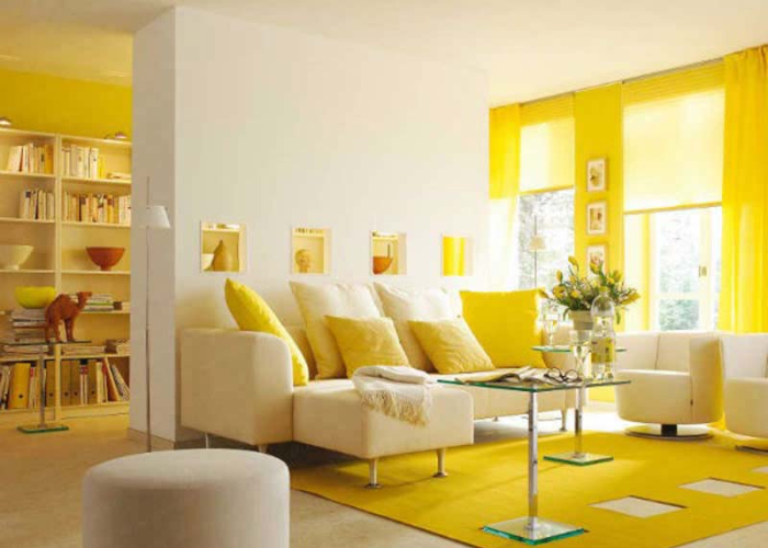 Màu sơn nhà tone vàng nổi bật tạo cảm giác tươi mới và thu hút