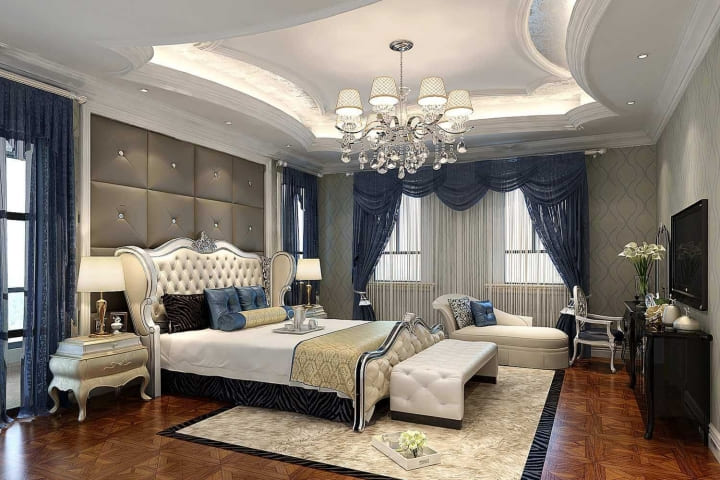 Mẫu trần thạch cao đẹp cho phòng ngủ với phong cách châu Âu