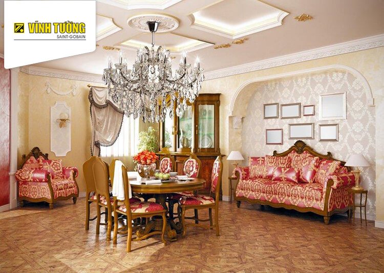 Trần phòng khách đẹp, sang trọng với phong cách cổ điển| Vĩnh Tường