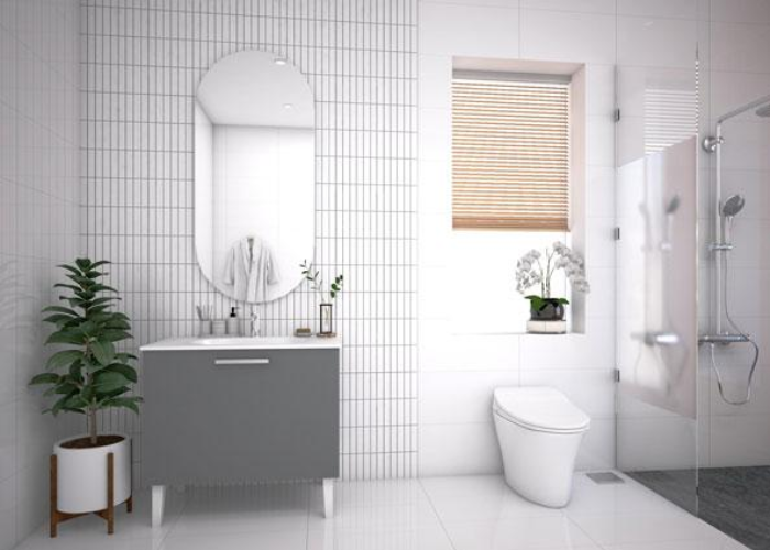 Phòng tắm hiện đại, tối giản kết hợp cây xanh