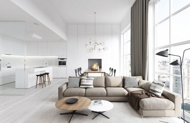 Mẫu phòng khách chung cư theo phong cách Bắc Âu tinh tế và tối giản 
