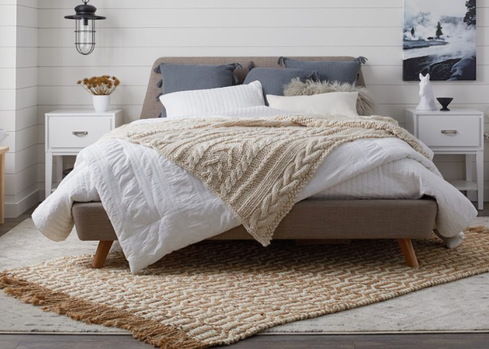 Mẫu thảm trải sàn dệt đơn giản cho phòng ngủ hiện đại