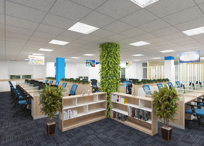 Cây xanh luôn là lựa chọn hàng đầu khi trang trí văn phòng để khiến không gian làm việc trở nên thoáng đãng và mát mẻ