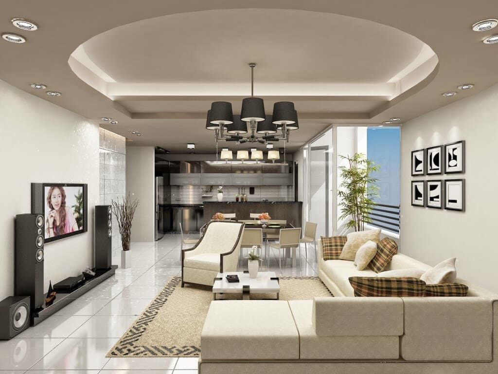 Mẫu trần thạch cao phòng khách đơn giản đẹp, hiện đại, xu hướng mới nhất 2022