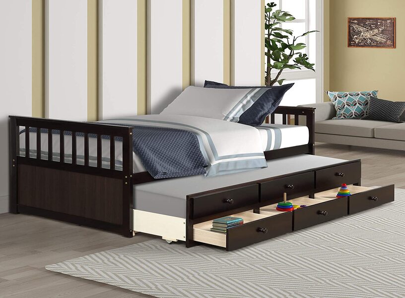 Select a convertible daybed with sliding storage