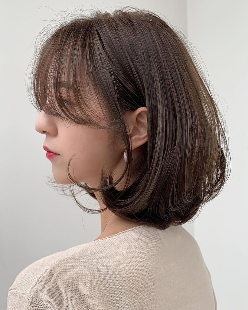 Tóc ngắn tỉa ngang vai layer Hàn Quốc
