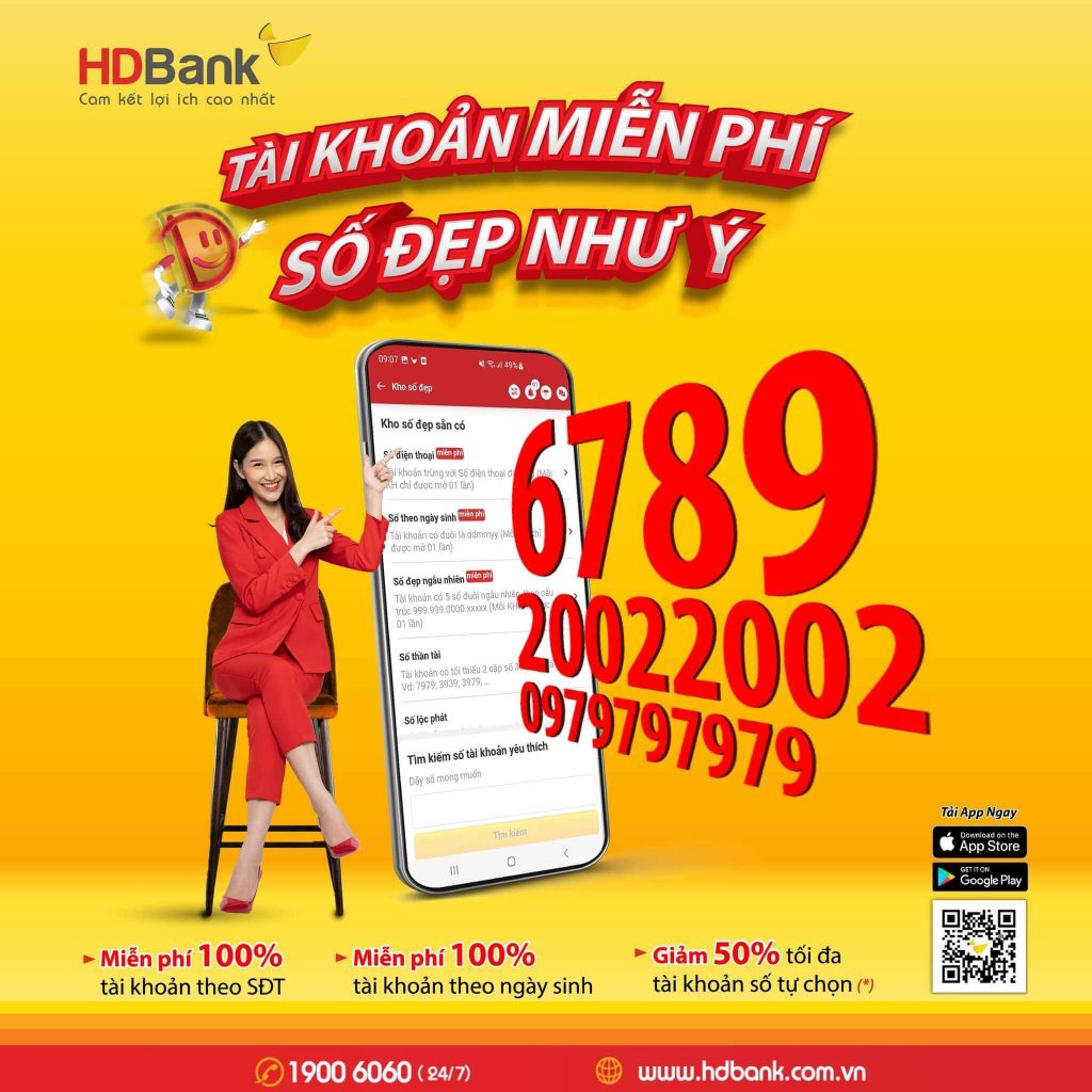Mở tài khoản thanh toán online số đẹp cùng HDBank