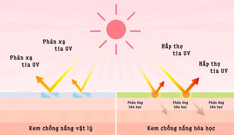 Sự khác nhau giữa kem chống nắng hoá học và vật lý