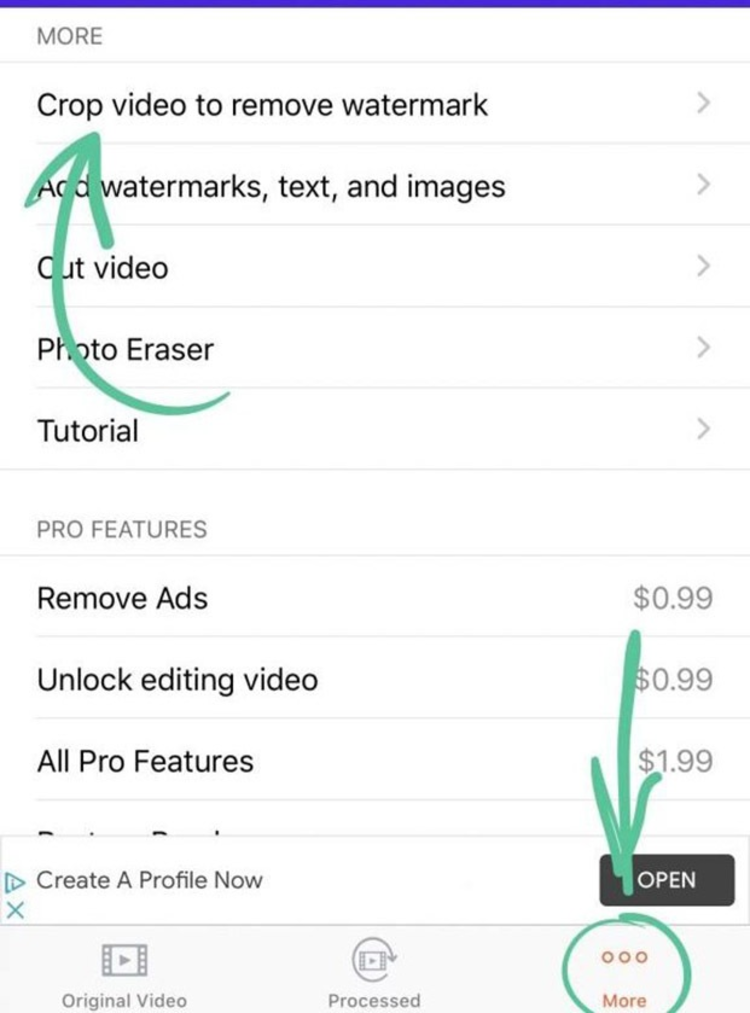 Chọn Crop video to remove watermark để xóa hình mờ