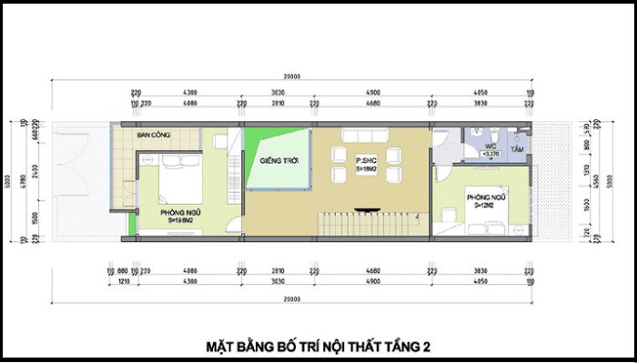 Bản vẽ nhà ống tầng 2