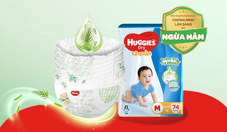 Bỉm tã Tràm Trà Tự Nhiên là sản phẩm của thương hiệu Huggies